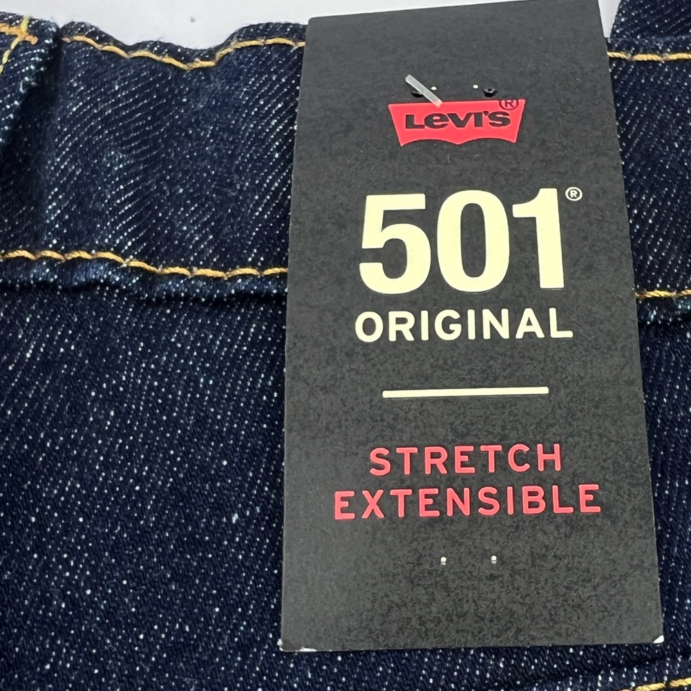 LEVI'S 501 ORIGINAL JEANS 32X30, REGULAR STRAIGHT FIT, STRECH EXTENSIBLE, NAVY - Picture 7 of 16